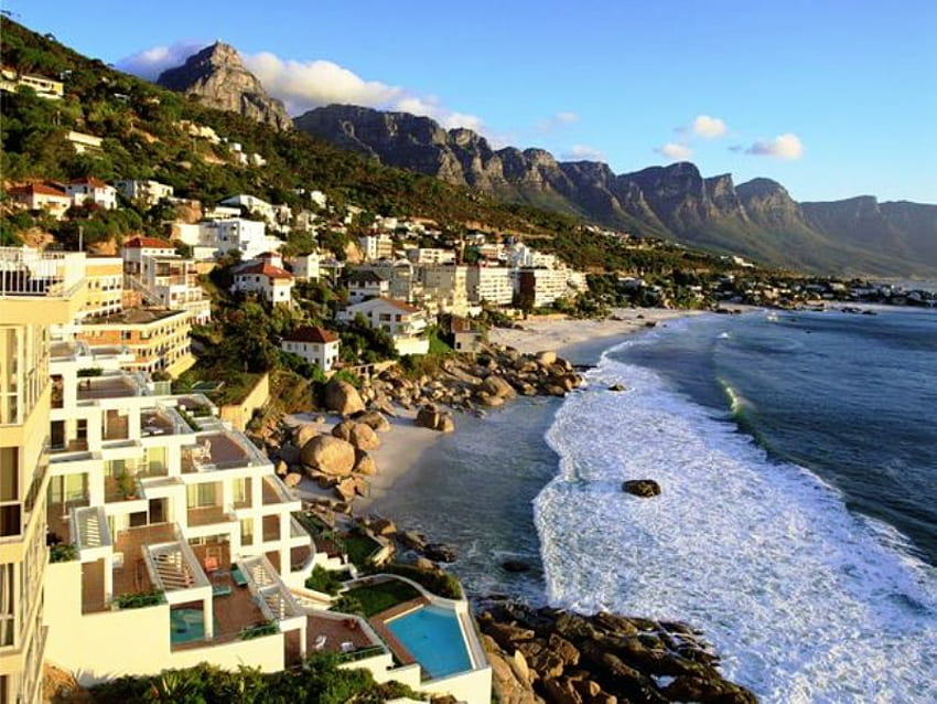 Cape Town Clifton Beach, cidades, cidade, grafia, linda, cidade do cabo, praia, natureza, lugares, oceano papel de parede HD