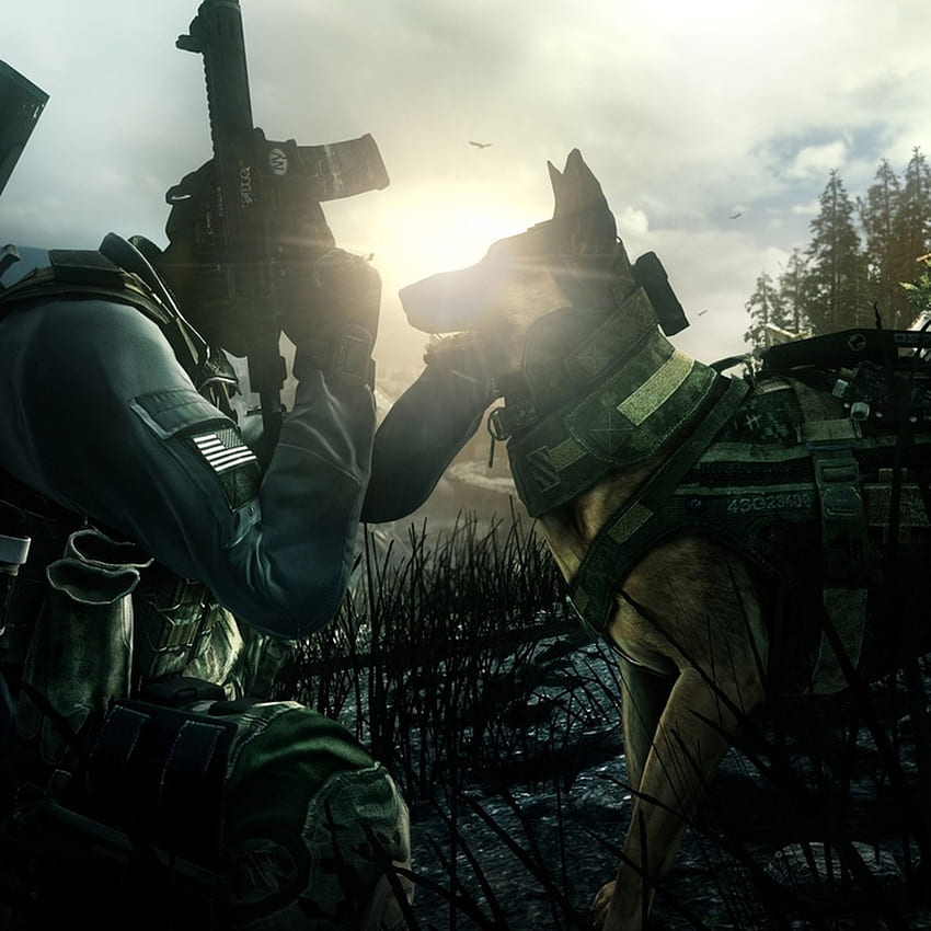 Riley, el perro de Call of Duty: Ghosts, toma las órdenes a través de los auriculares, Simon Ghost Riley fondo de pantalla del teléfono