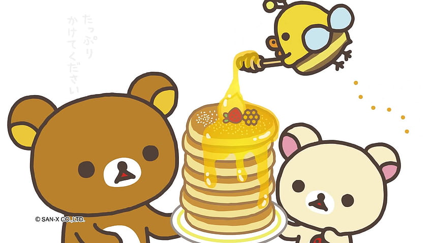 꿀벌 팬케이크, 팬케이크, 꿀벌, 꿀, 곰, 리락쿠마 HD 월페이퍼
