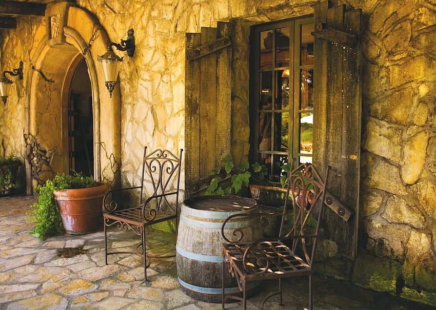 บ้าน: เก้าอี้บ้าน Tuscan โต๊ะ Barrel ประตูโคมไฟติดผนัง, ร้านอาหารอิตาเลียน วอลล์เปเปอร์ HD