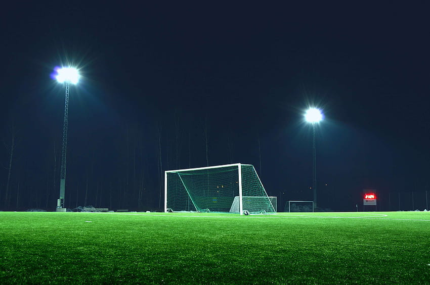 evening, field, football, goal, grass, green, light, lights, night, outdoors, outside, sweden, Sweden Football Team HD wallpaper