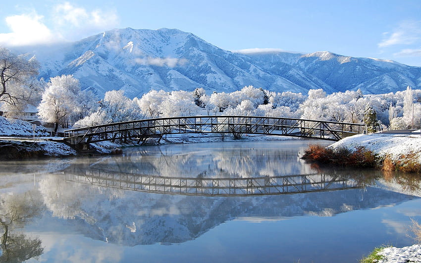 Kota, Pemandangan, Musim Dingin, Jembatan Wallpaper HD