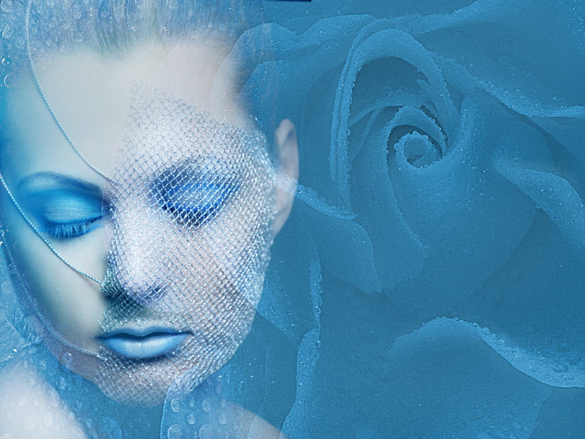Blue Rose, blue, lady, pretty, beautiful, people, she, woman, female HD wallpaper