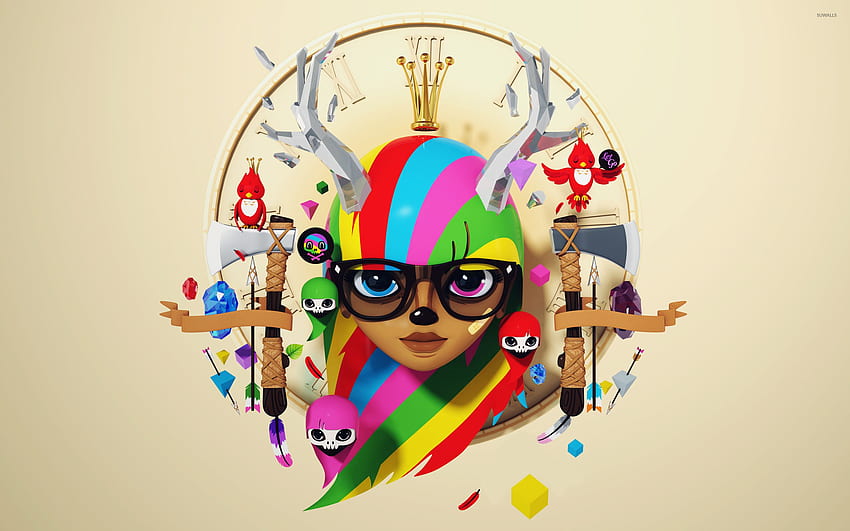 Deer hipster girl - Digital Art, Giryl Hipster HD wallpaper