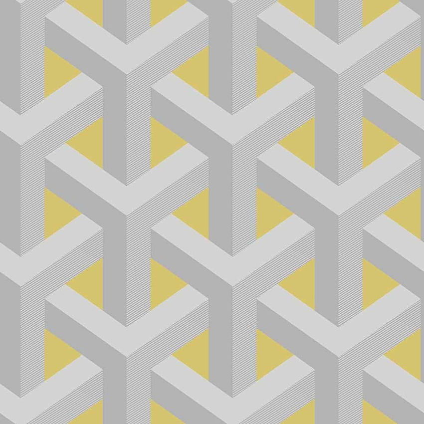 Dekorasi Holden Berkilau Trisula Geometris Metalik Abu-abu Kuning, Kuning dan Abu-abu wallpaper ponsel HD