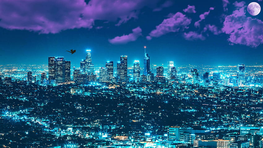 Los Angeles Şehir Işıkları. Stüdyo 10 HD duvar kağıdı