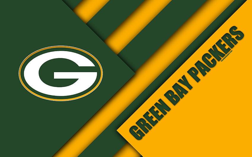 Green Bay Packers, , logo, NFC North, NFL, astrazione giallo verde, design dei materiali, football americano, Green Bay, Wisconsin, USA, National Football League per con risoluzione. Alta qualità Sfondo HD