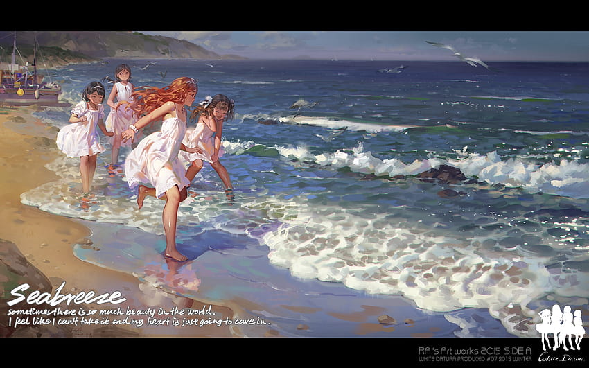 :), musim panas, laut, seni, ra lilium, gadis, air, vara, pantai Wallpaper HD