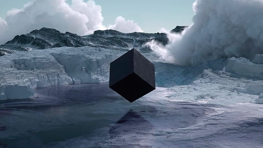Антарктически ледник, кубична форма, черен куб HD тапет