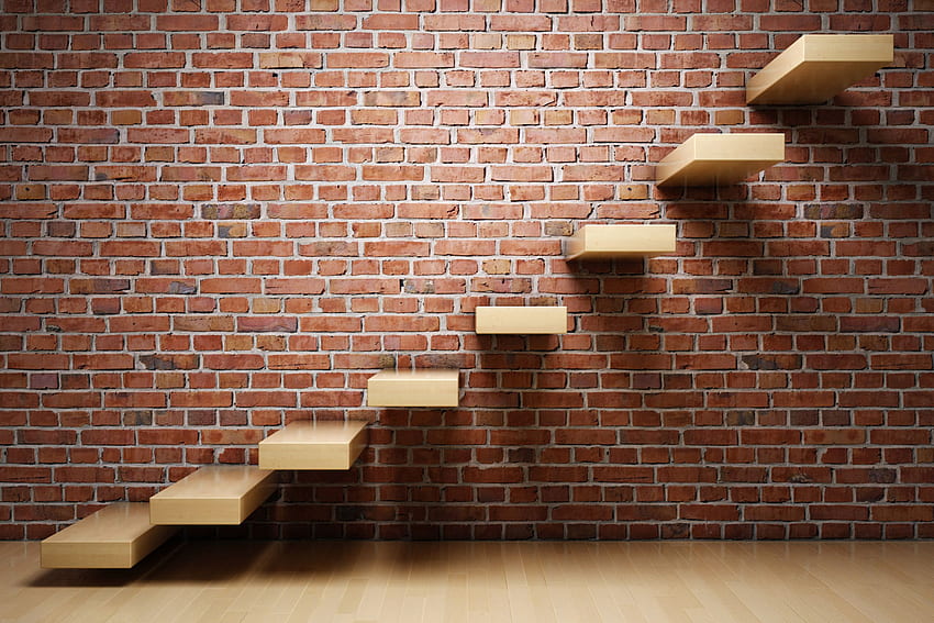 Next Steps - Wall Brick Interior Staircase HD wallpaper