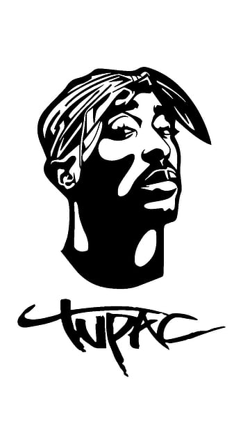 tupac stencil black and white
