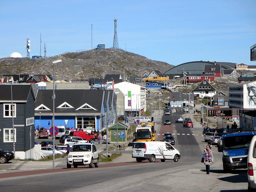 Aqqusinersuaq is the main street in Nuuk, capital of Greenland. A HD wallpaper