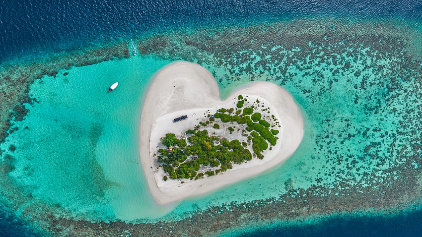 Heart Shaped Island, Shaped, Heart, Nature, Island HD wallpaper