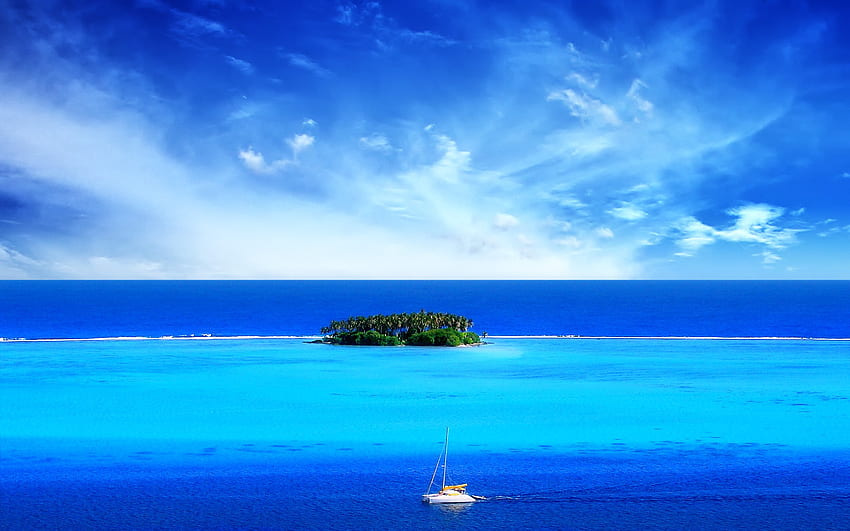 Insel, Natur, Landschaft, Strand, einsame Insel, Meer, Wasser / und mobiler Hintergrund HD-Hintergrundbild