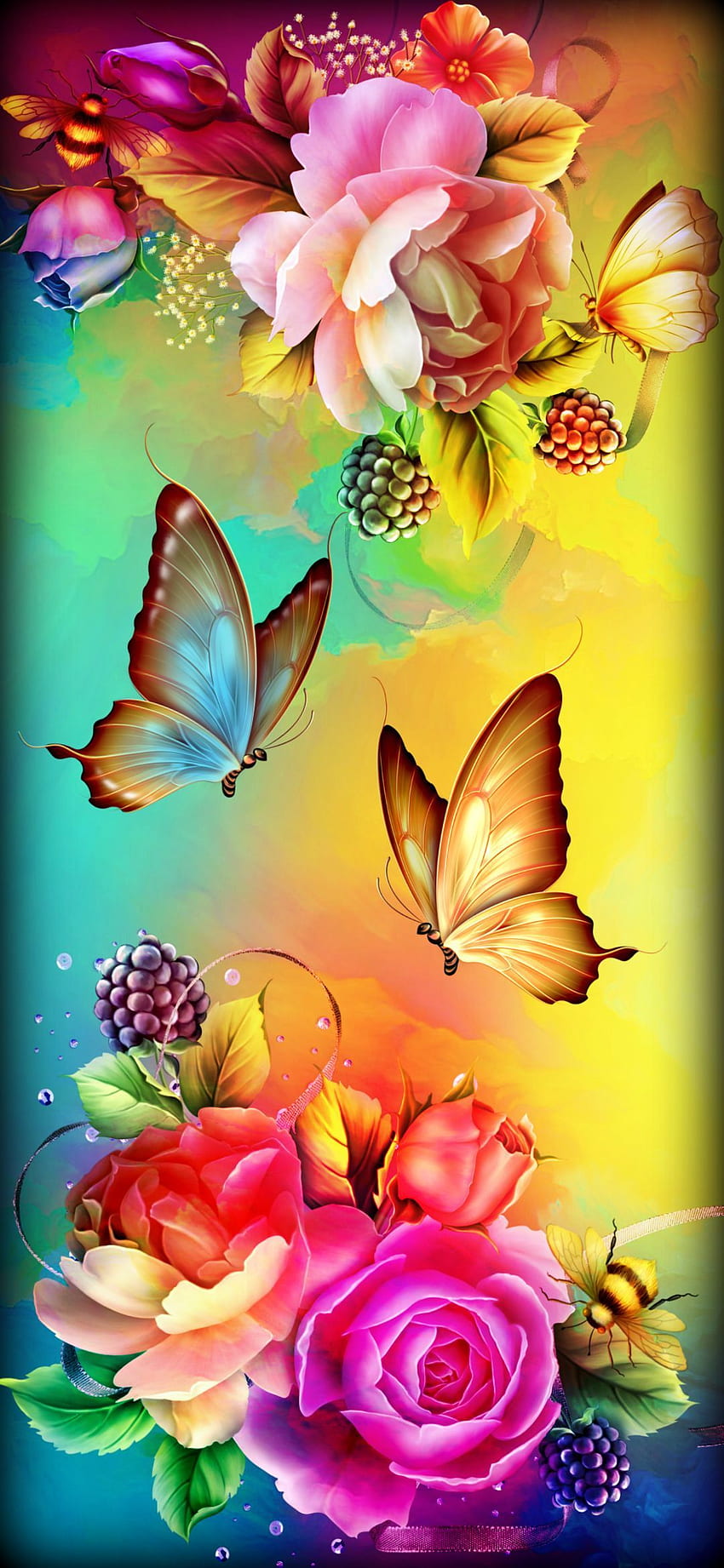 Blumen & Schmetterlinge. Schöne Schmetterlingskunst, Blumentelefon HD-Handy-Hintergrundbild