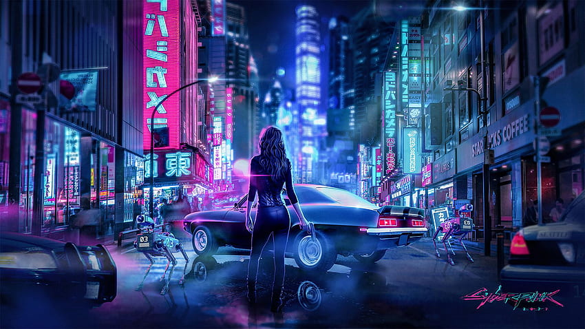 Download Neon City Lights Cyberpunk iPhone X Wallpaper