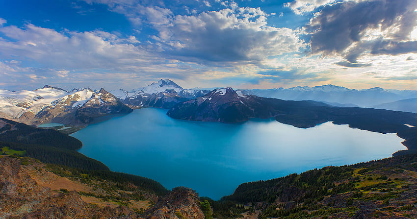 山, 自然, 上からの眺め, 湖, カナダ、ブリティッシュ コロンビア州 高画質の壁紙