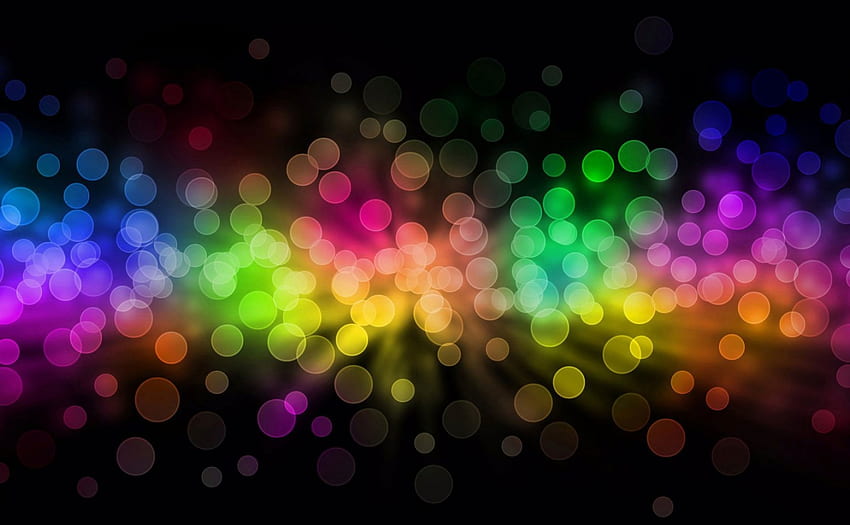 Rainbow bokeh, blue, bokeh, black, glitter, orange, pink, rainbow, green, yellow, red HD wallpaper