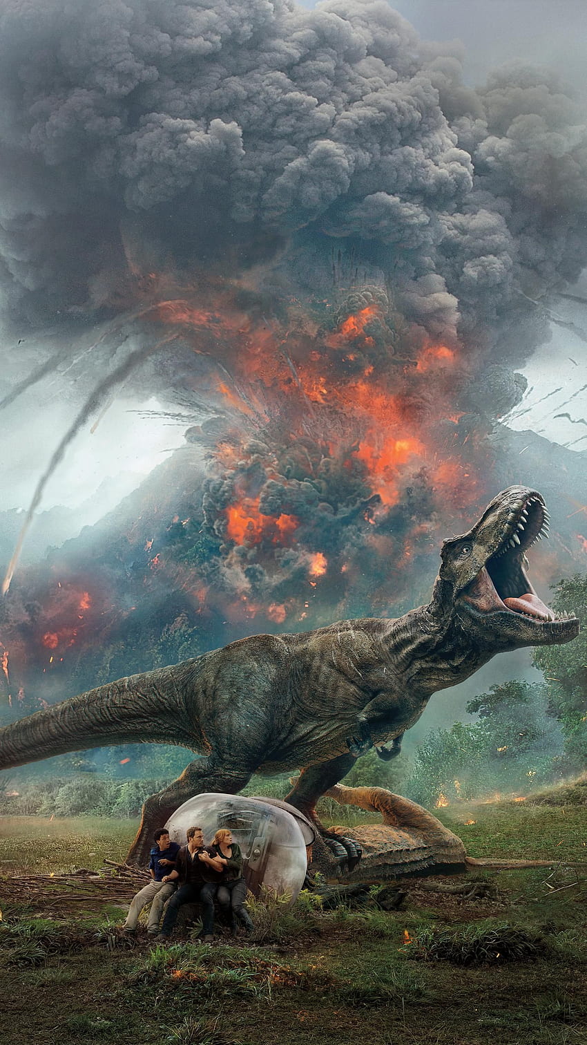 Jurassic World: Fallen Kingdom (2018) Ponsel . Moviemania. Dunia Jurassic, dunia taman Jurassic, poster dunia Jurassic, Seni Taman Jurassic wallpaper ponsel HD