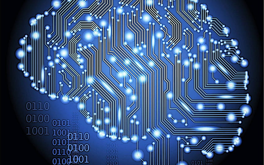 Microprocesador de inteligencia artificial contra punta de cerebro humano, máquina humana fondo de pantalla