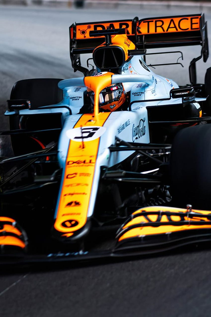 Daniel Ricciardo, McLaren con los colores del Golfo, GP de Mónaco 2021. Fórmula 1, Daniel ricciardo, Mclaren fórmula 1, McLaren Gulf fondo de pantalla del teléfono