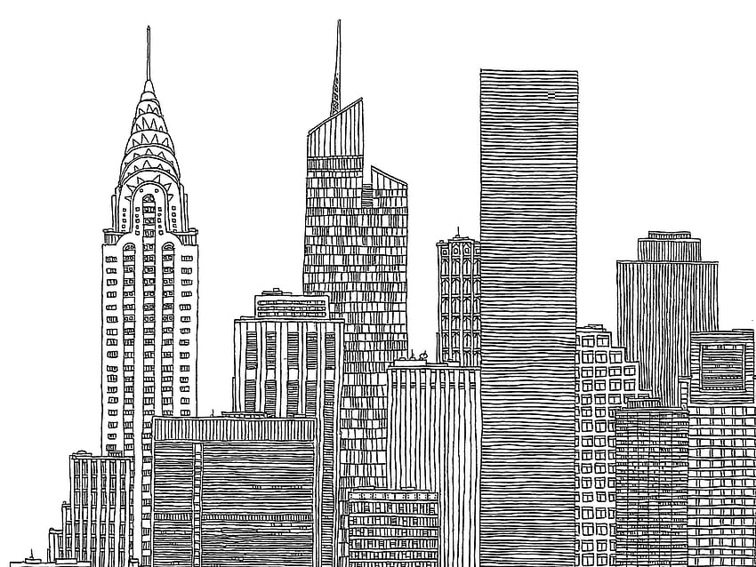 オリジナル 1a 4e B8 1a4eb84585f018822579611336d42ca7.gif In 2020. Skyline Drawing, City Sketch, Cityscape Drawing, New York City Drawing 高画質の壁紙