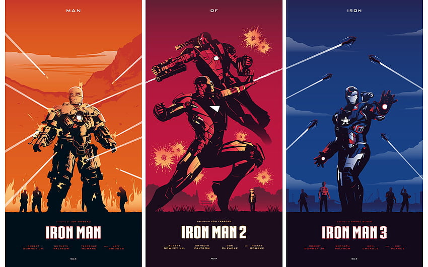 Marvel Comics Iron Man 1, 2, dan 3 ilustrasi kolase, film • For You For & Mobile, Red Marvel Wallpaper HD