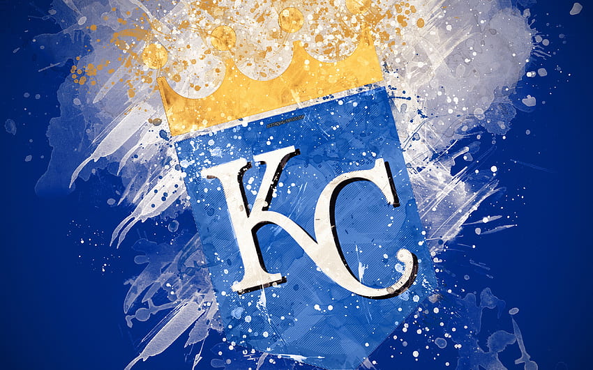 Kansas City Royals, ศิลปะกรันจ์, โลโก้, สโมสรเบสบอลอเมริกัน, MLB, พื้นหลังสีน้ำเงิน, สัญลักษณ์, แคนซัสซิตี้, มิสซูรี, สหรัฐอเมริกา, เมเจอร์ลีกเบสบอล, อเมริกันลีก, ศิลปะสร้างสรรค์สำหรับความละเอียด วอลล์เปเปอร์ HD