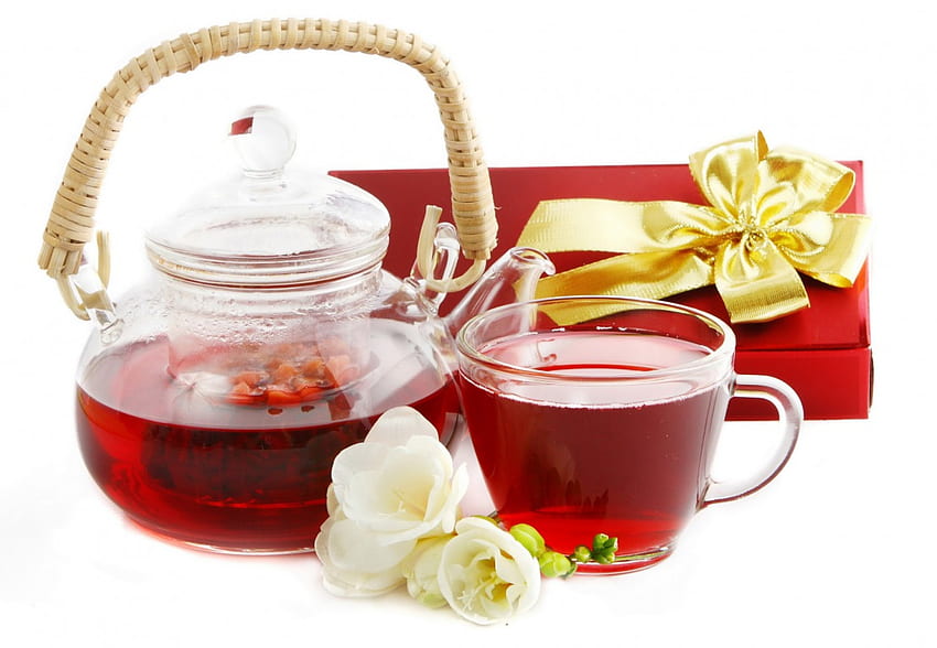Tea, Gifts, Cups, Gift, Red, Cup, Red Tea, Food, Drinks, Drink HD wallpaper