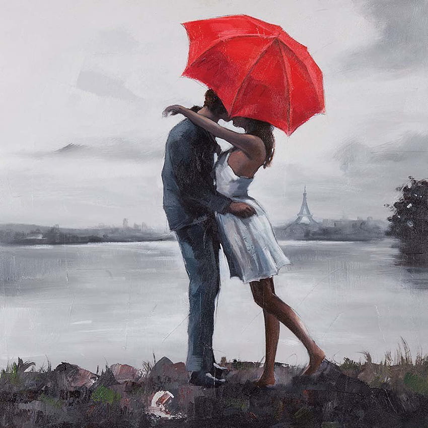 Gallery: Couple With Red Umbrella Painting - DRAWING ART GALLERY HD wallpaper