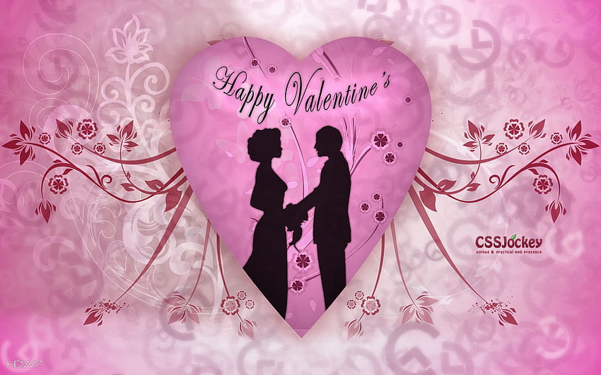バレンタインデーの幸せなカップル ピンクのハートの花はベクトル愛ロマンチックです。 ギャラリー 高画質の壁紙