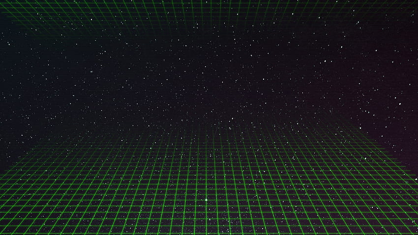 Synthwave, зелена мрежа, тъмно, пространство, изкуство HD тапет