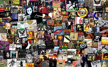 classic rock music collage