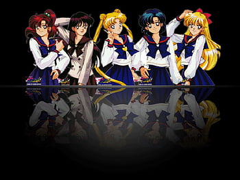 Sailor Moon, black, sailormoon, cute, girl, dark, anime girl, anime, group, girls, female HD wallpaper