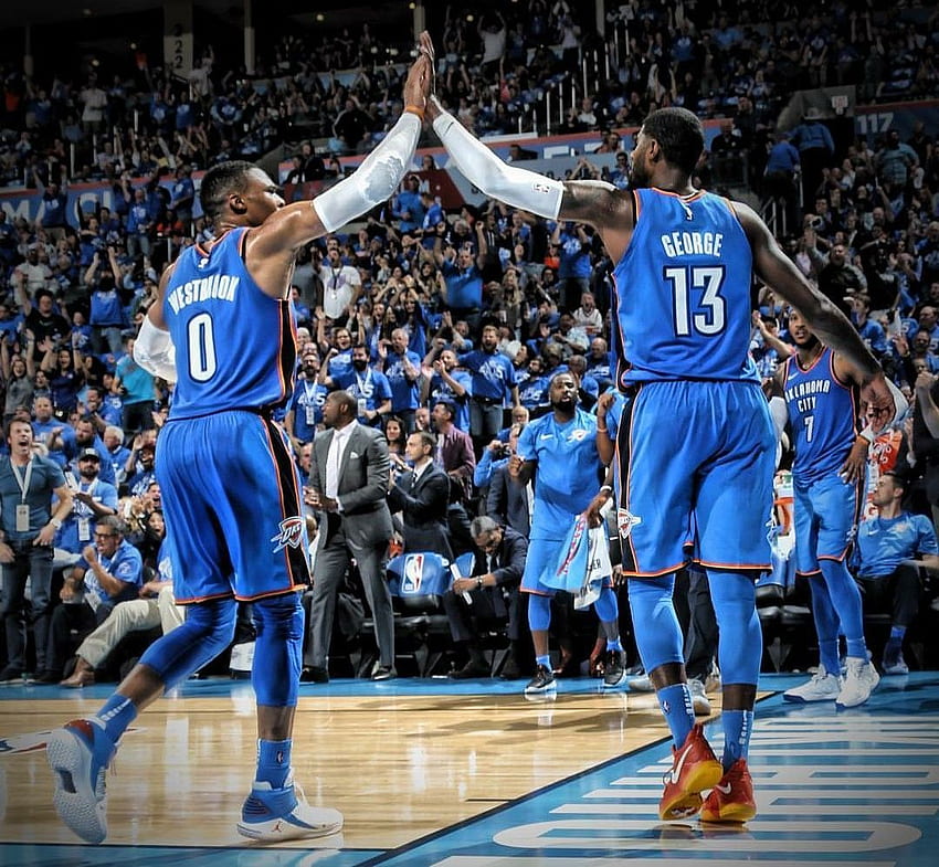 Westbrook und Paul George OKC THUNDER. Nb. NBA-Spieler HD-Hintergrundbild
