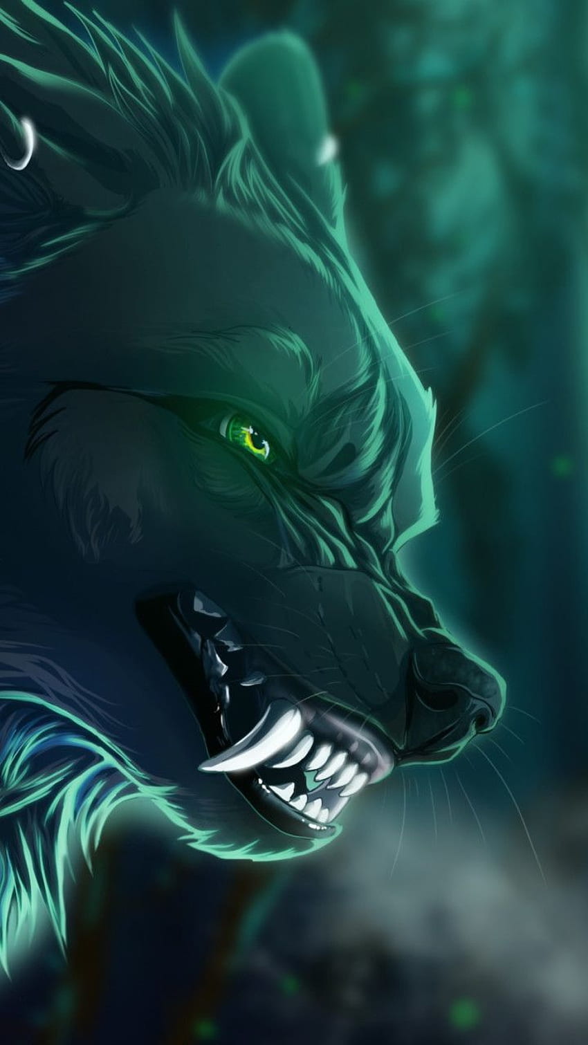Wolf walpaper, Green Wolf HD phone wallpaper