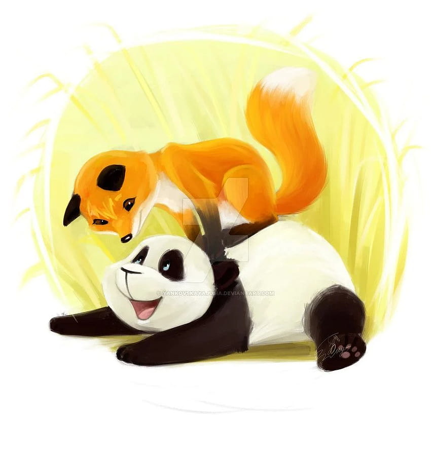 Panda and Fox by YankovskayaJulia. Panda art, Cute art, Panda drawing HD phone wallpaper