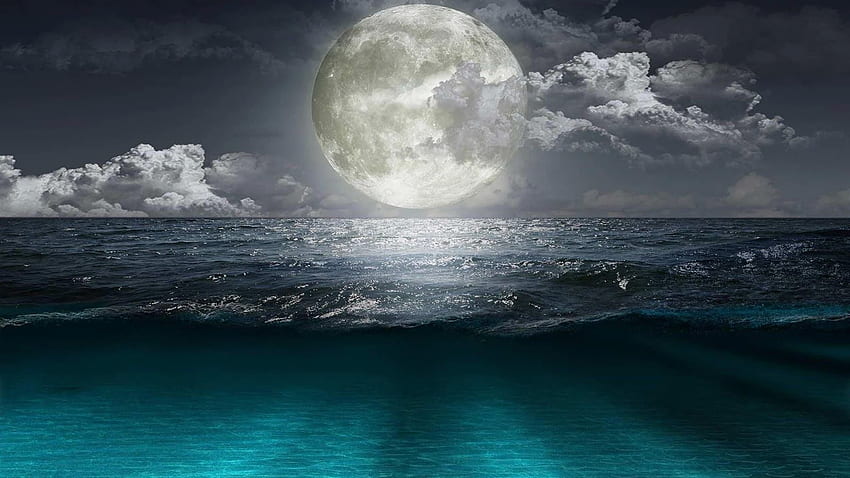 Full Moon Over the Ocean and Background ., Live 1600X900 HD wallpaper ...