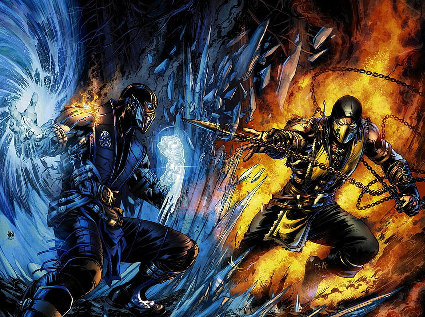 scorpionxsubzero, Mortal Kombat Scorpion vs Sub-Zero HD wallpaper