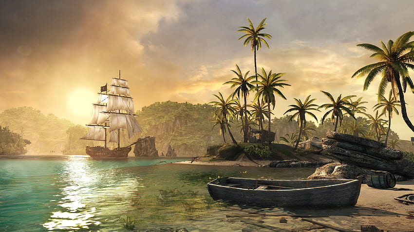 海賊船, 船, 海賊, ファンタジー, atrts 高画質の壁紙