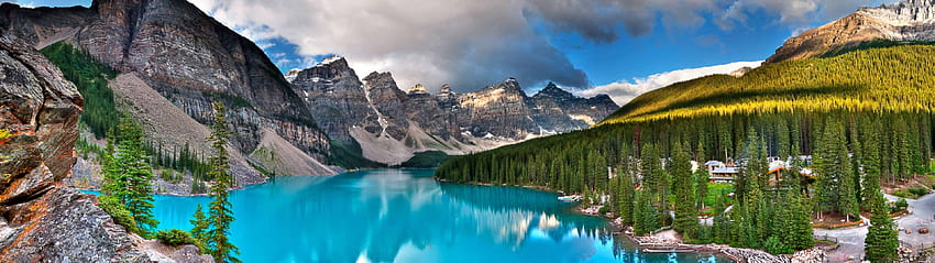 Moraine Lake Banff National Park, Nature Dual Screen HD wallpaper