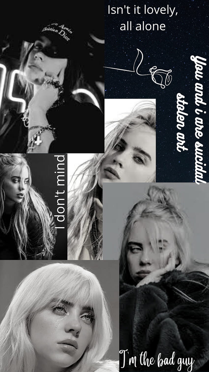 Billie eilish, esthétique, charmant, mauvais, sombre Fond d'écran de téléphone HD