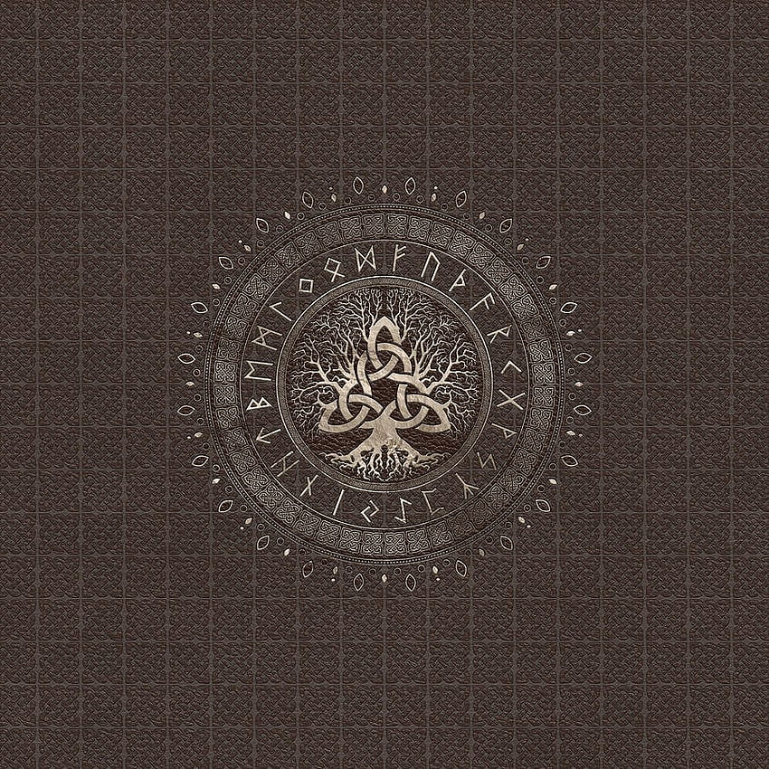Tree of life with Triquetra Brown Leather and gold Digital Art, Celtic Tree of Life HD phone wallpaper