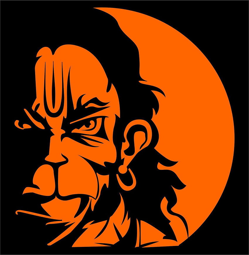 Hanuman Ji negro y naranja, cara de Hanuman fondo de pantalla del teléfono