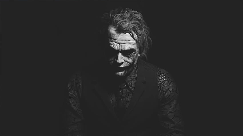 Heath Ledger Joker Schwarz-weißer dunkler Hintergrund - , , , & mobiler Hintergrund HD-Hintergrundbild