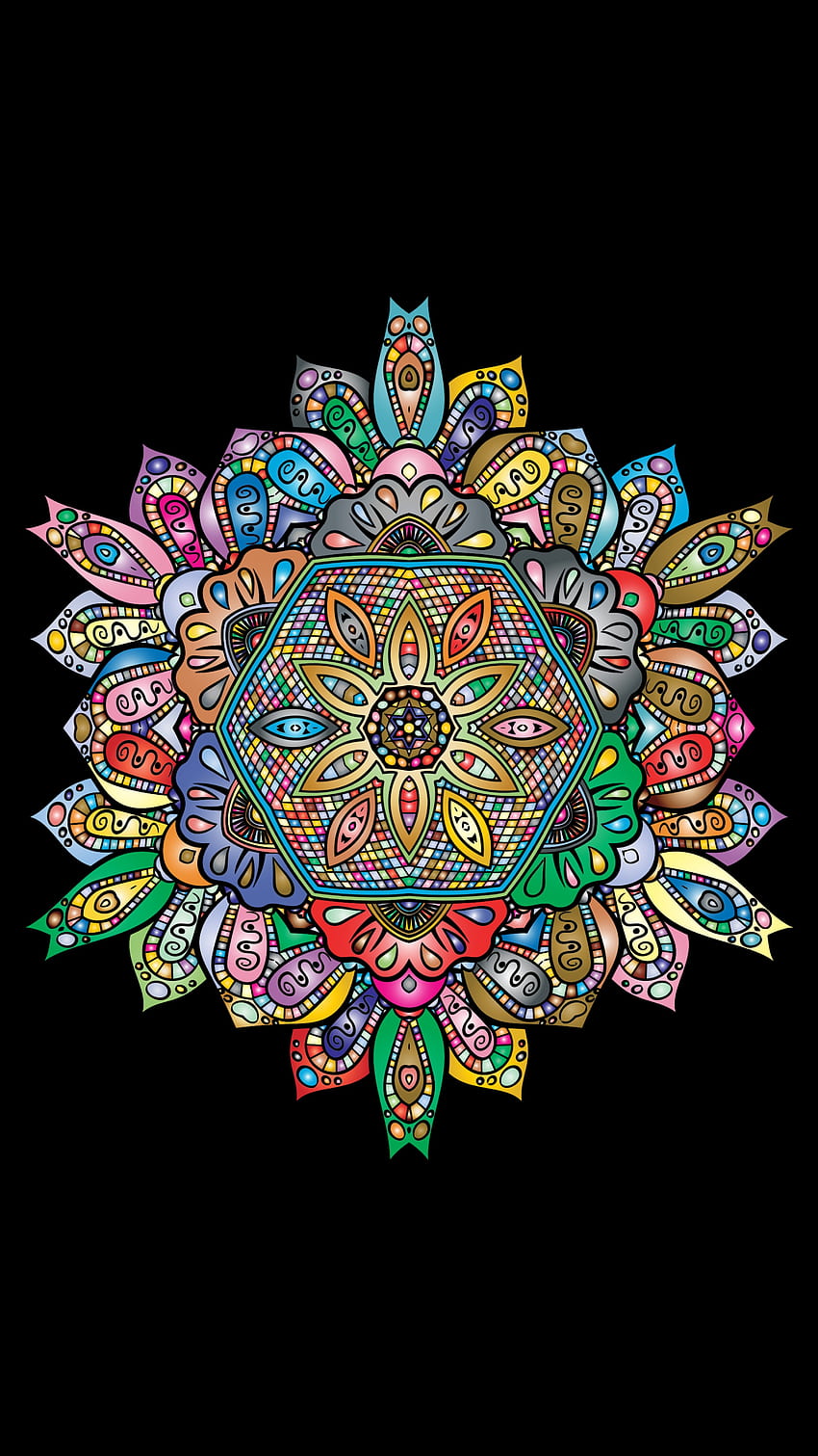 Patterns, Vector, Multicolored, Motley, Floral, Mandala HD phone wallpaper