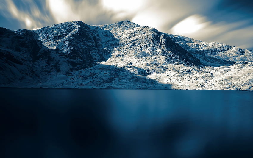 Absolument Magnifique, blau, Winter, fabelhaft, blauer See, schön, Seen, Schnee, Wolken, Natur, Himmel, Berge, Wasser HD-Hintergrundbild