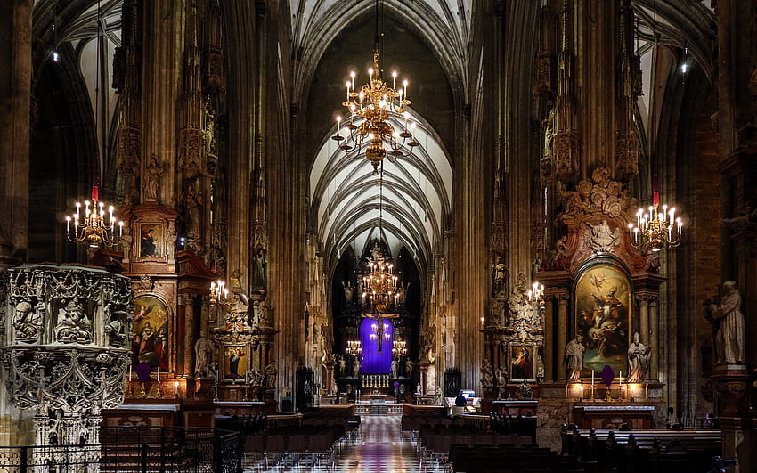 Cathedral in Vienna, Austria, Vienna, church, cathedral, gothic, Austria, interior HD wallpaper