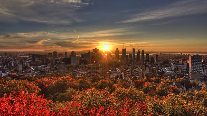 Canada Megapolis Montreal Autumn Sky matahari terbit dan, Canada Sunrise Wallpaper HD
