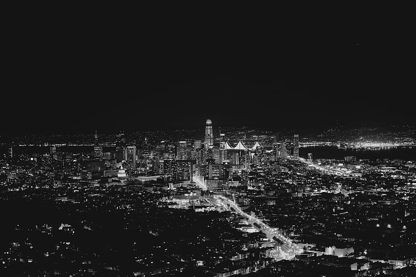 Städte, USA, Nachtstadt, Wolkenkratzer, Bw, Chb, USA, San Francisco HD-Hintergrundbild